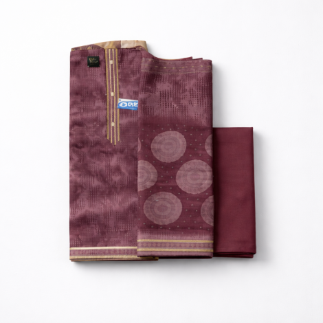 Elegant Mauve Printed Saree – Soft Fabric with Traditional Motifs & Border Design