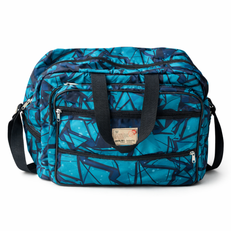 Teal Geometric Printed Travel Duffel Bag – Spacious, Durable & Stylish Carry Bag